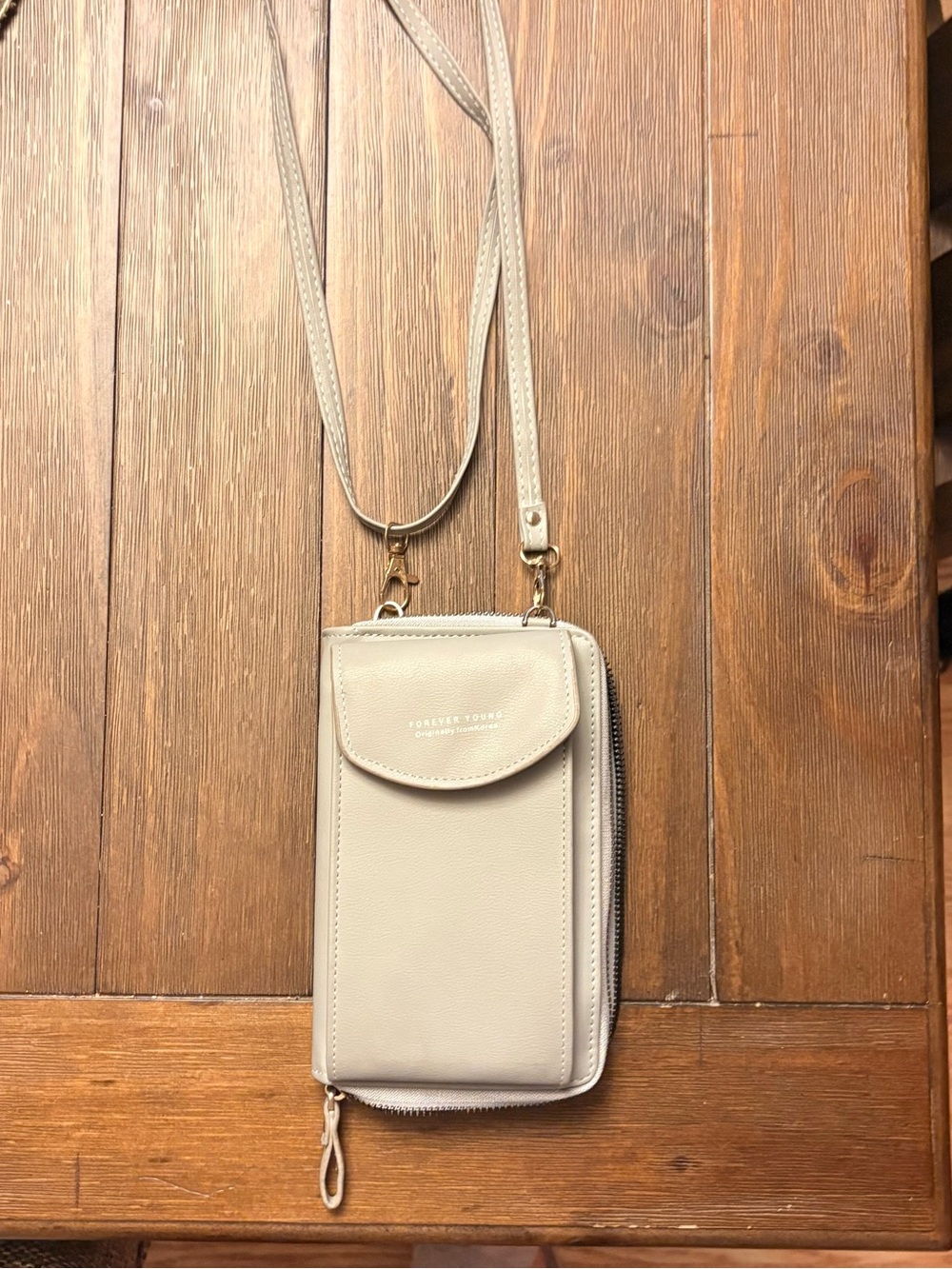 Forever Young Light Beige Crossbody Wallet Purse